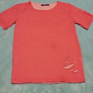 Slim Horse pink top with cut outs size Medium